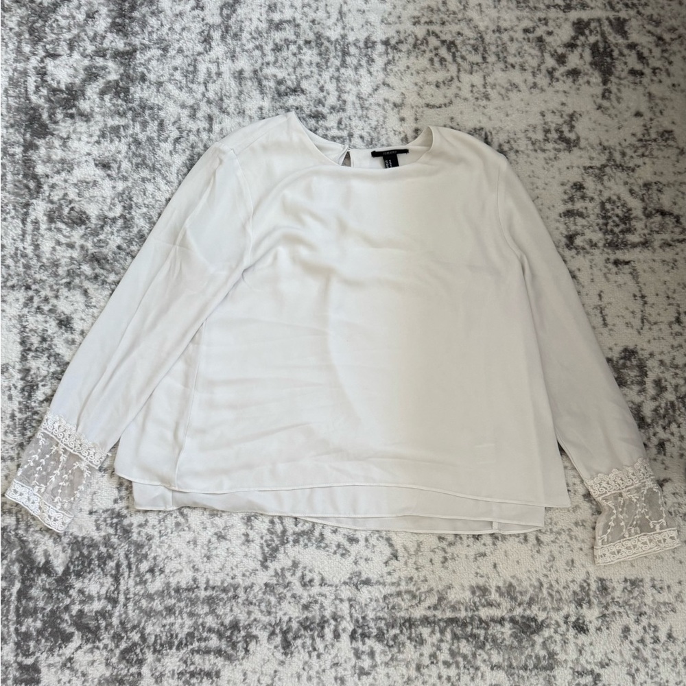 Forever 21 White Blouse with Lace Cuffs